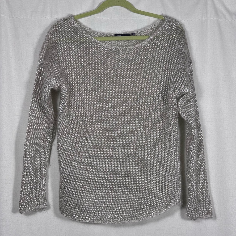 Vince Taupe Metallic Open Knit Sweater